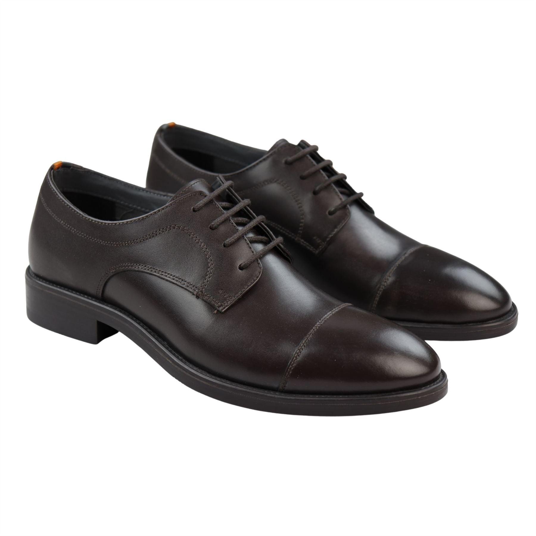 Mens Laced Oxford Shoes Real Leather Black Brown Smart Casual Formal Dress Classic - Knighthood Store