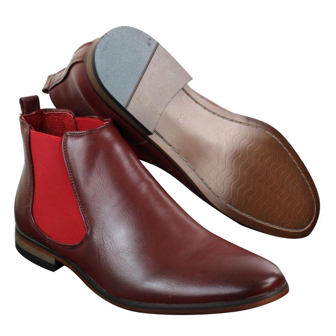 Mens Italian Leather Slip On Ankle Boots Smart Casual Desert Chelsea Dealer Brown - Knighthood Store