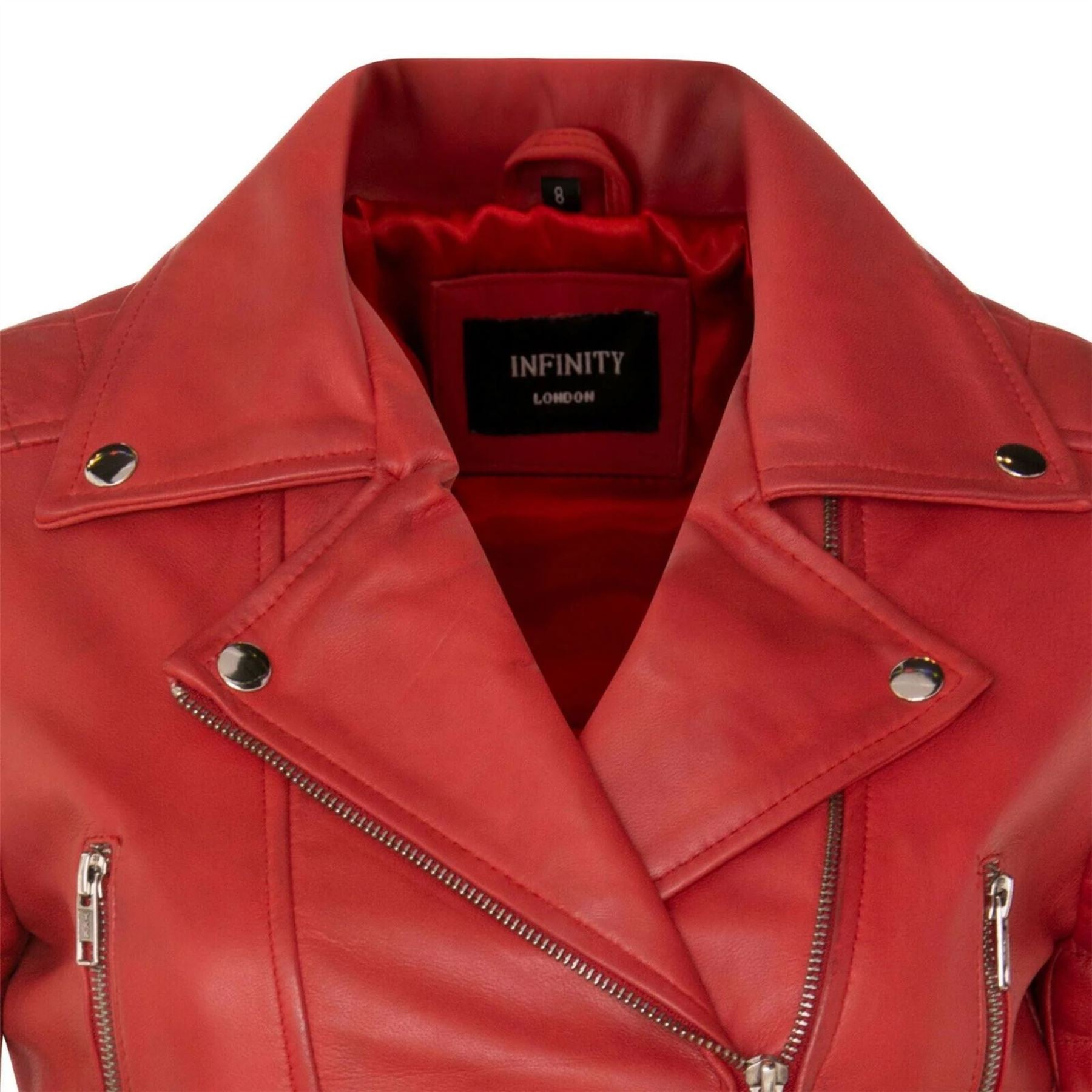 Women's Real Leather Short Cropped Length Biker Jacket