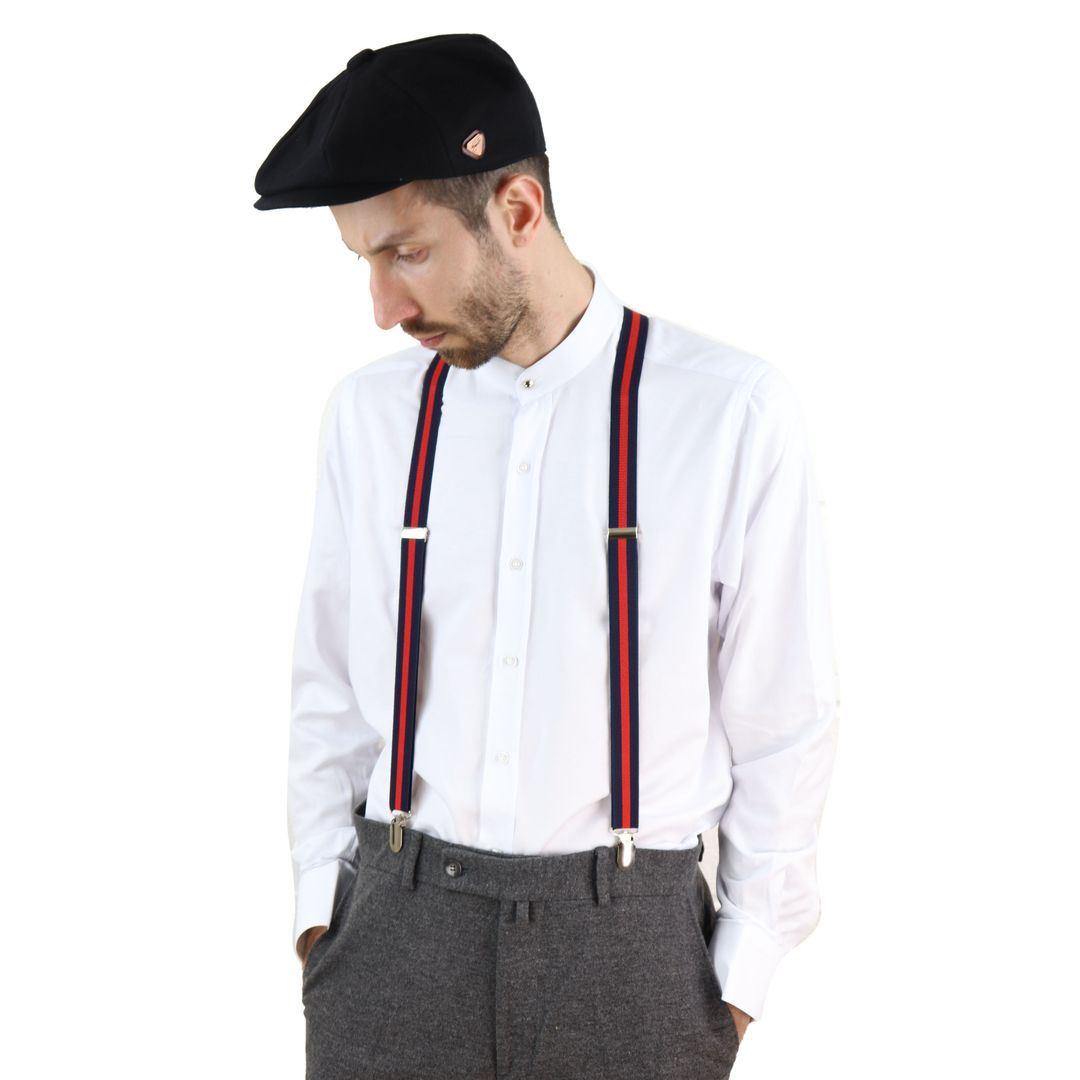 Mens Vintage Check Stripe Trouser Braces Suspenders 1920s Gatsby Peaky Blinders - Knighthood Store