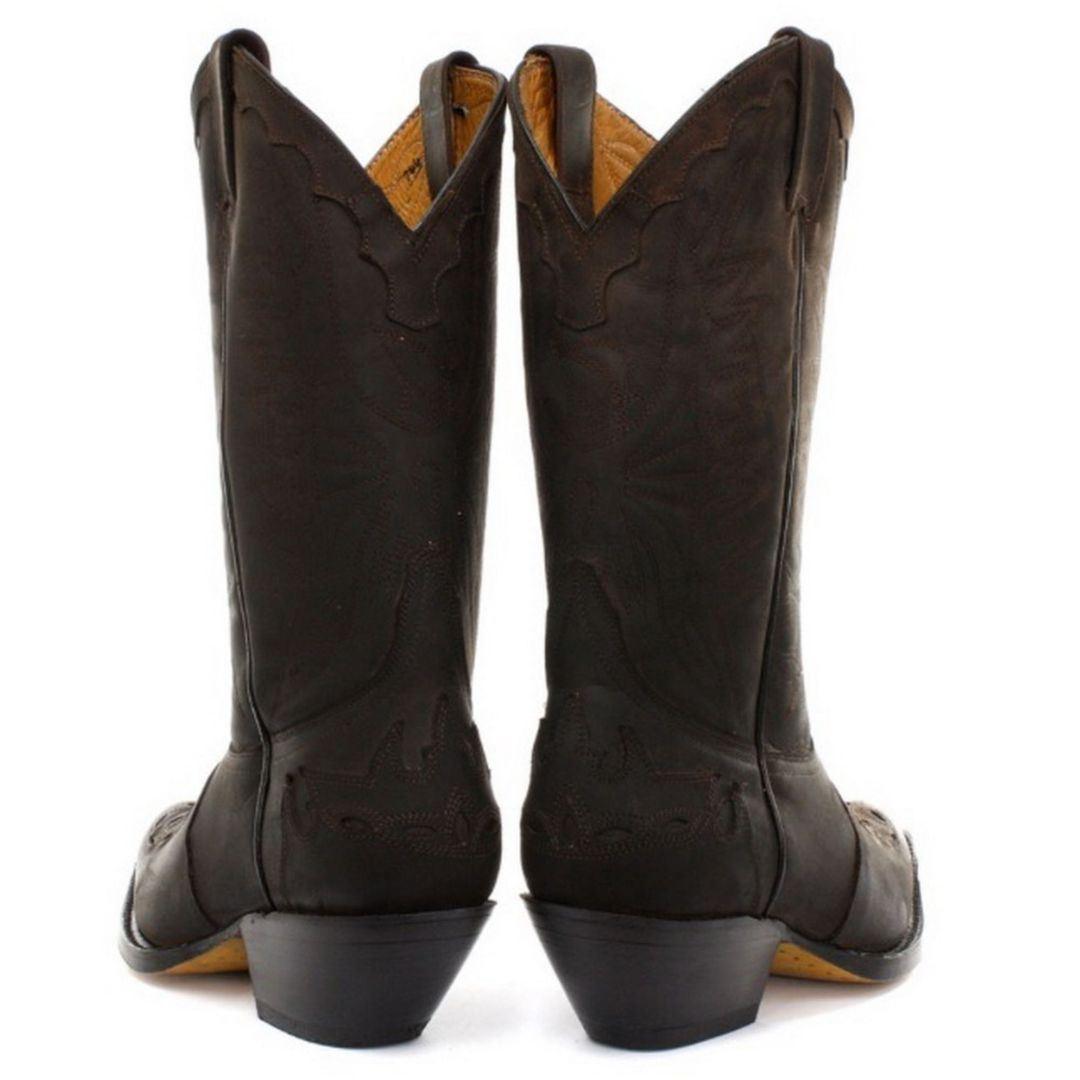 Mens Cowboy Boots Pointed Black Brown Grinders Arizona Real Leather Western Cuban - Knighthood Store