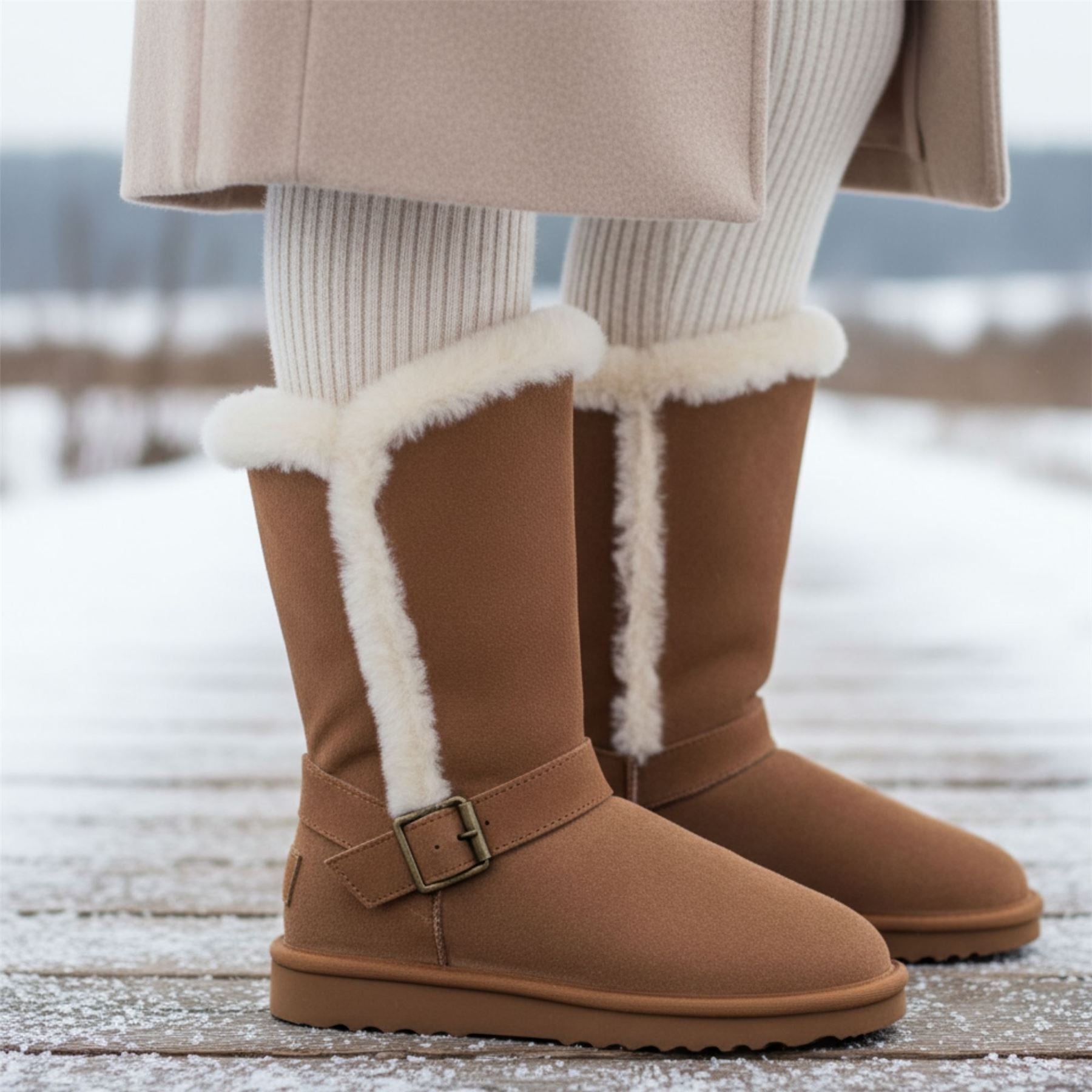 Redwood - Women's Brown Sheepskin Suede Winter Boots