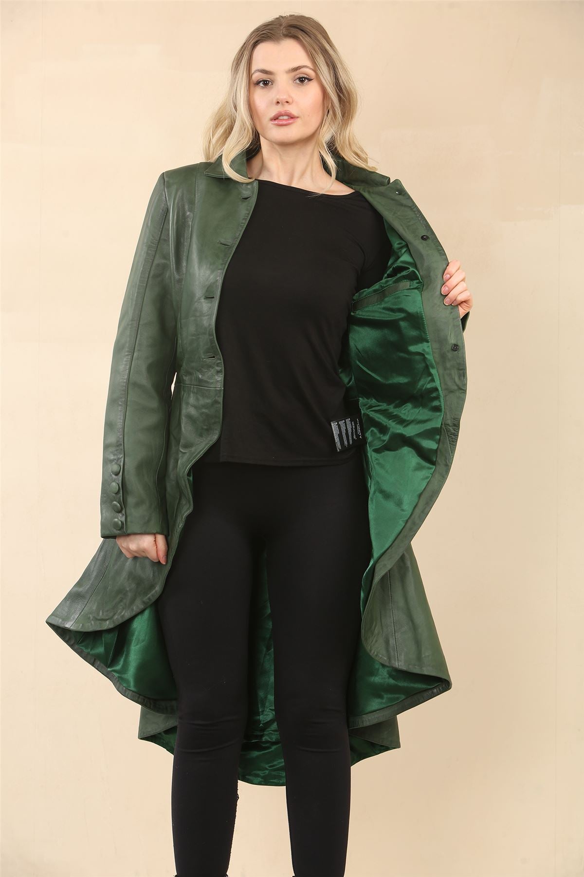 Women's Gothic Full Length Victorian Leather Coat