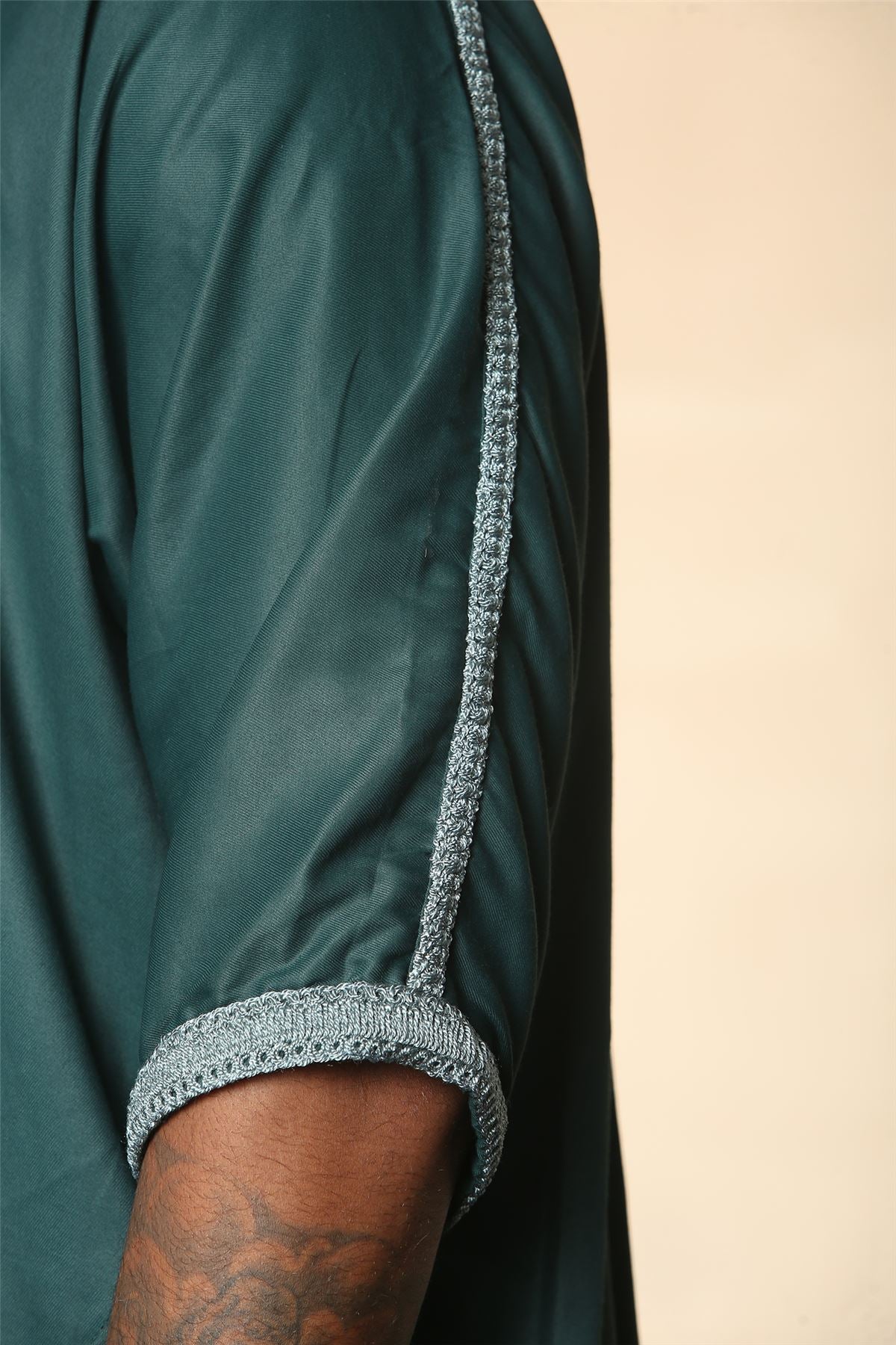 Men's Moroccan Thobe Short Sleeve Gandoura Embroidery Kaftan