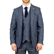 Men's Blazer Navy Checked Classic Sport Coat Plaid Tailored Fit - Knighthood Store