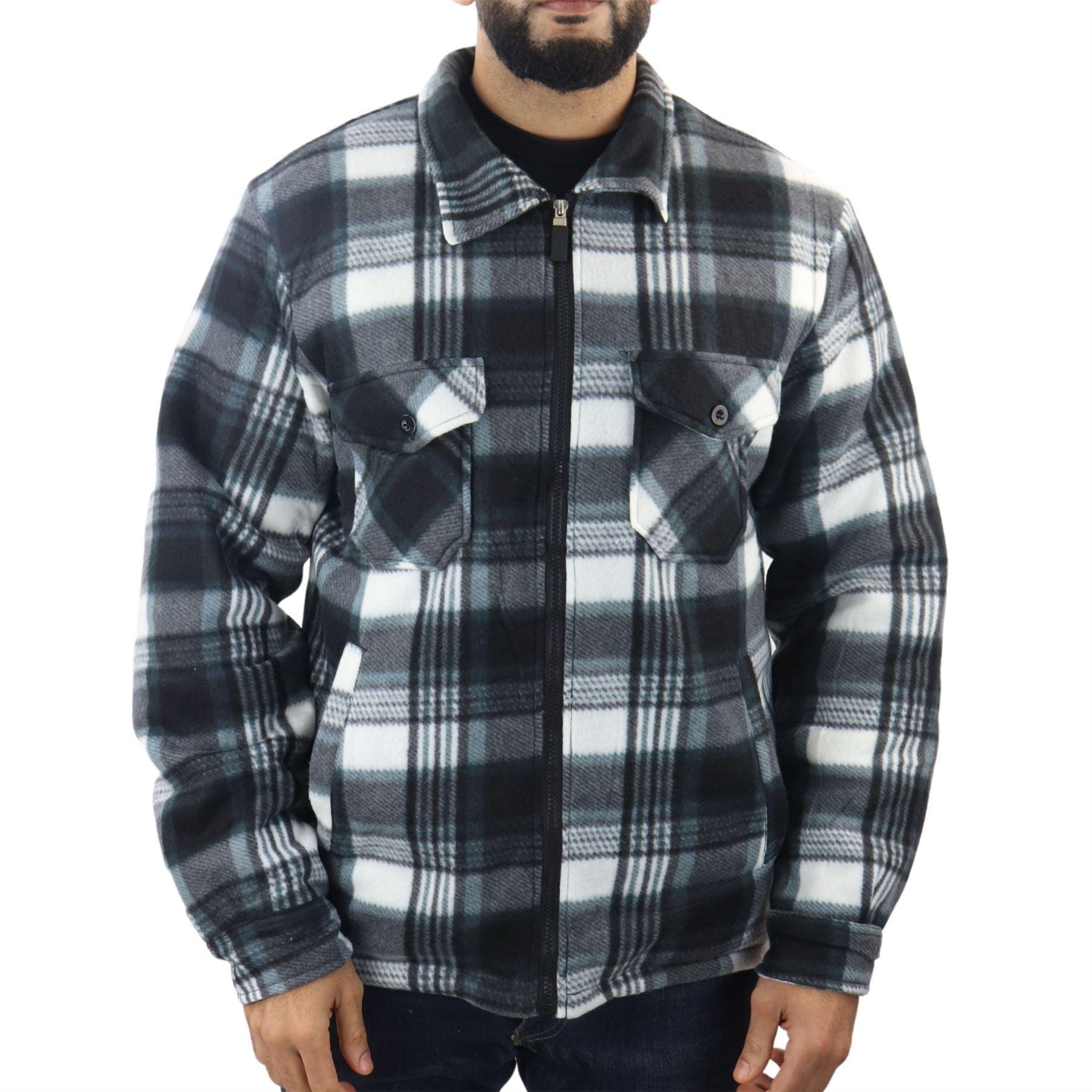 Men's Jumper Thermal Fleece Fur Lined Lumberjack Zipped Check Winter Shirt - Knighthood Store