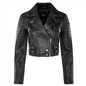 Women's Real Leather Short Cropped Length Biker Jacket