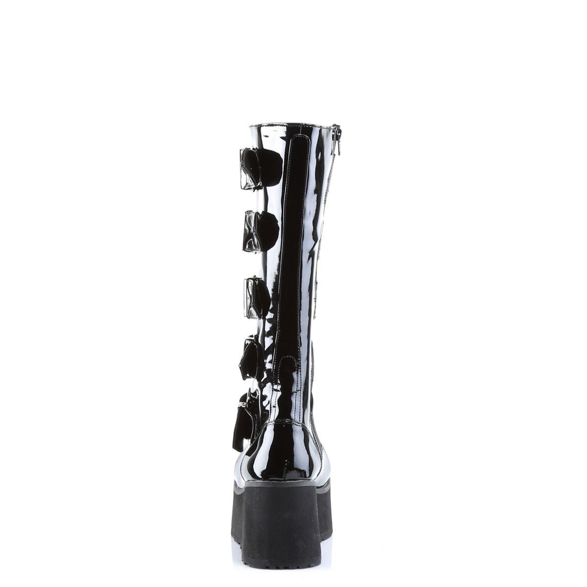 Knee Boots Demonia TRASHVILLE 518 Unisex Goth Punk Rock Black Patent Platform - Knighthood Store