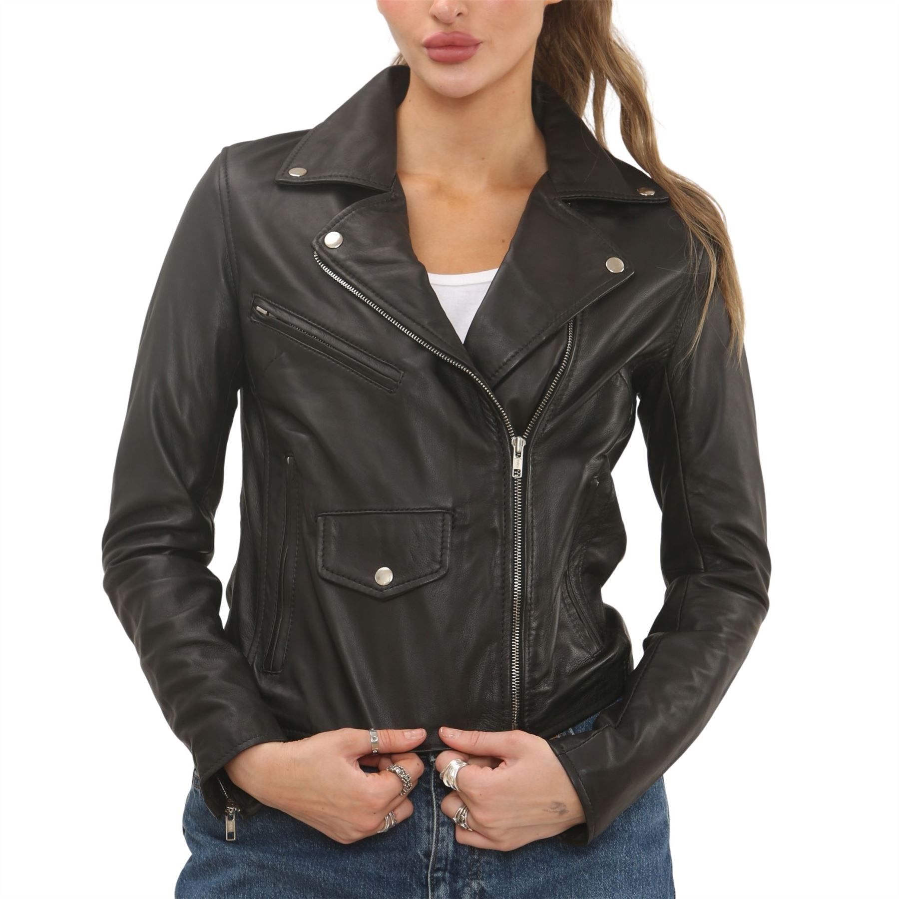 Women's Real Leather Brando Style Biker Jacket
