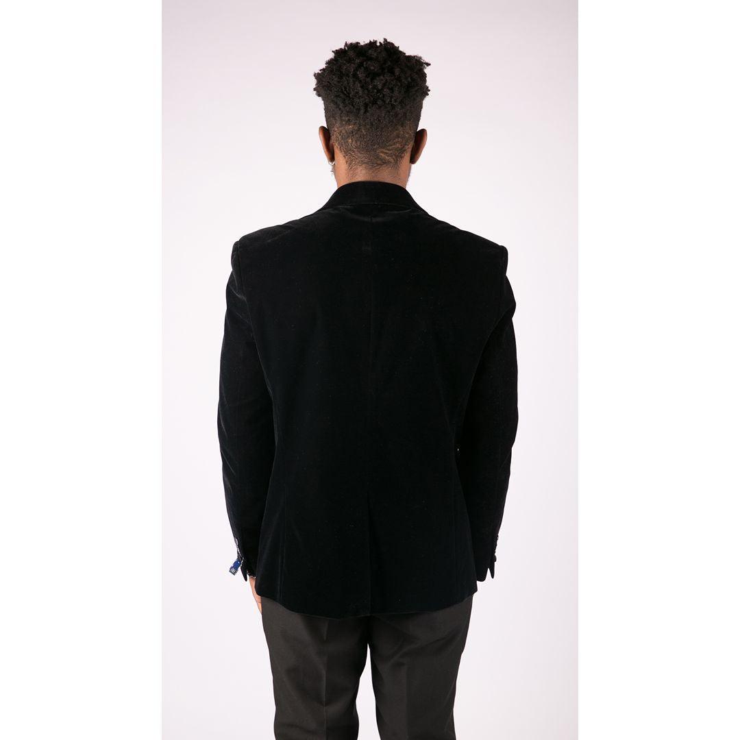 Mens Soft Velvet Black Navy 1 Button Dinner Jacket Tuxedo Blazer Smart Casual Fit - Knighthood Store