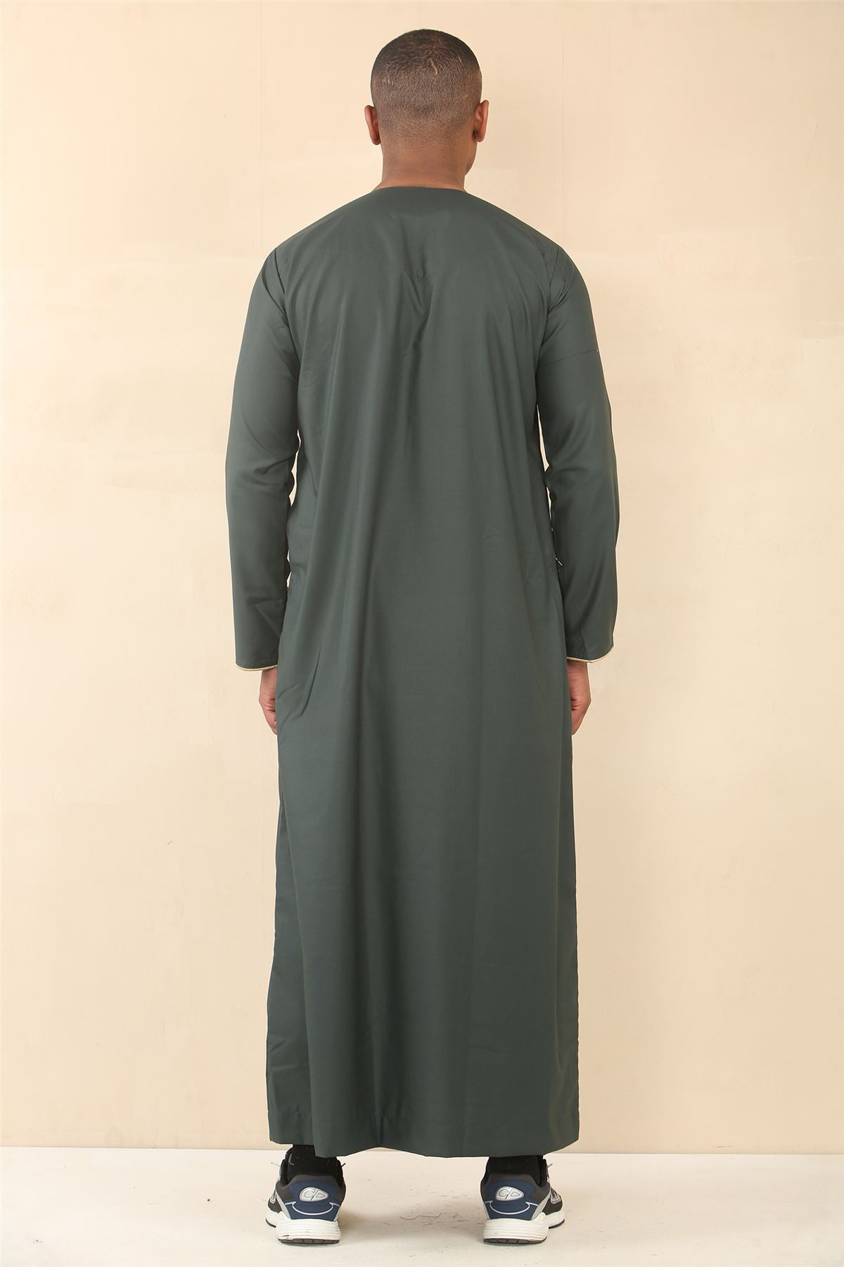 Men's Thobe Emirati Omani Jubba Islamic Clothing Muslim Kaftan Eid Robe Arab Gold Embroidery