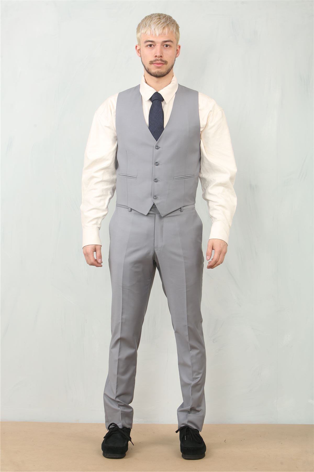 IM30 - Men's Grey 3 Piece Stitch Lapel Formal Suit