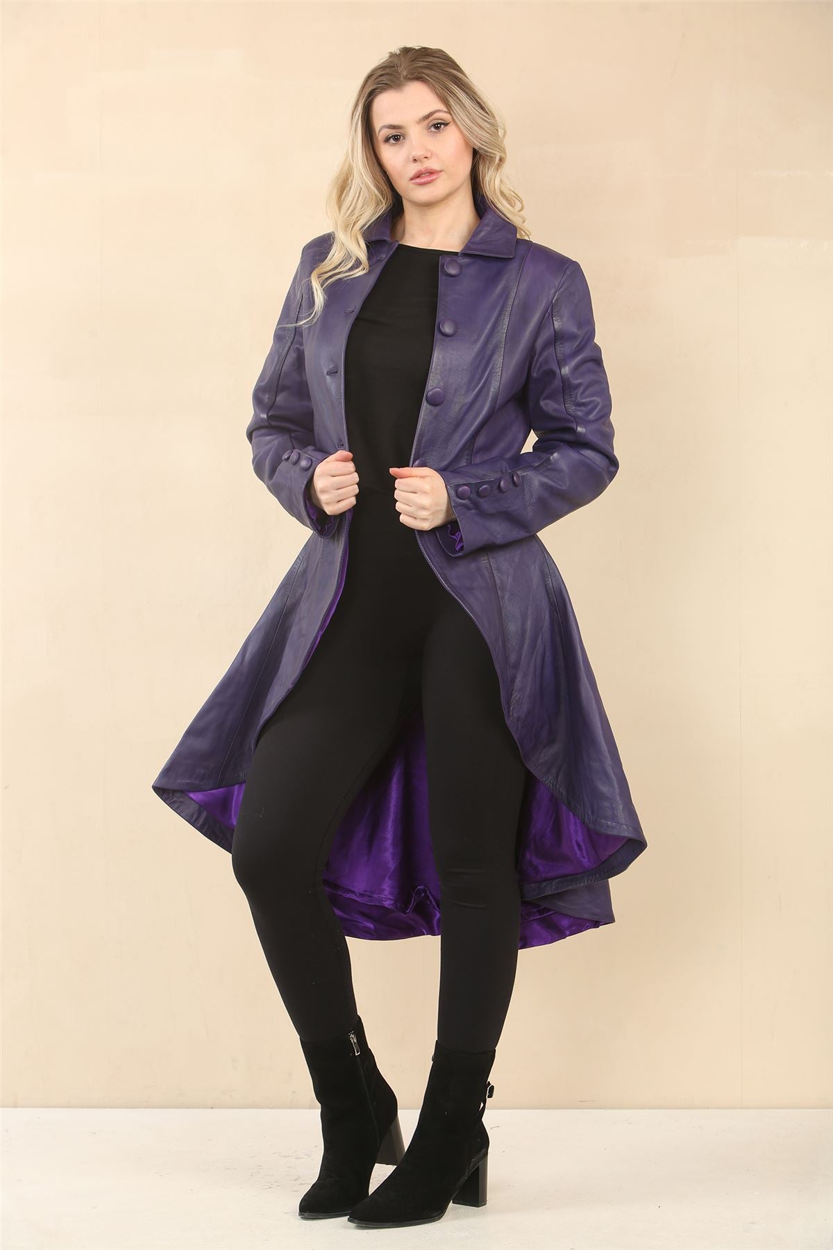 Women's Gothic Full Length Victorian Leather Coat