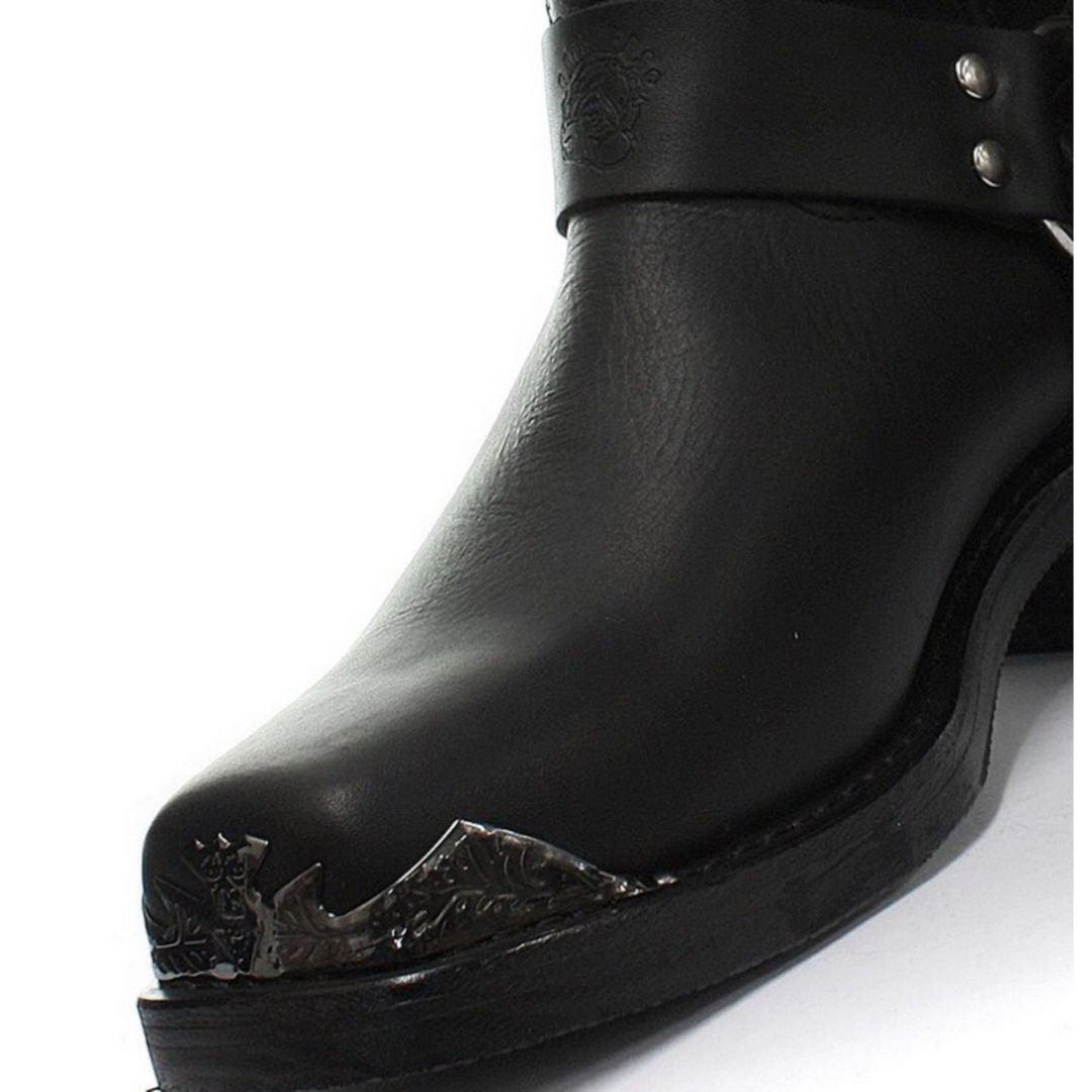 Mens Real Leather Lo Biker Boots Rock Punk Grinders Eagle Buckle Metal Toe - Knighthood Store