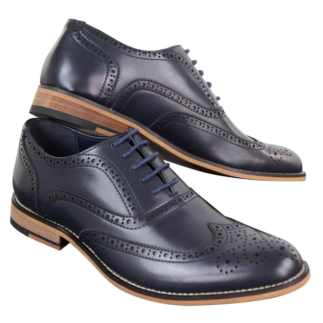Mens Real Leather Laced Gatsby Brouges Smart Designer Retro Vintage Shoes - Knighthood Store