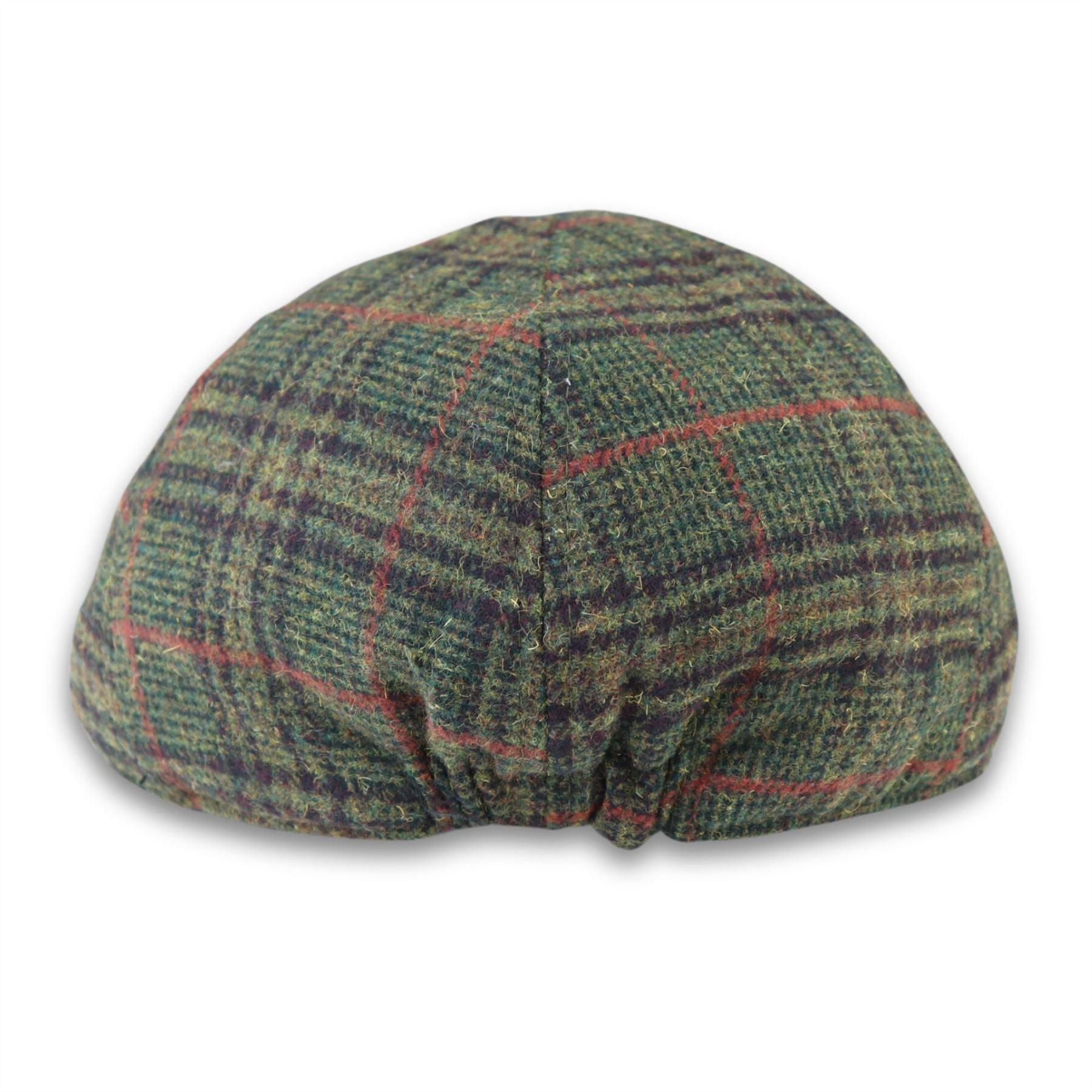 Men's Duckbill Cap Wool Blend Tweed Olive Green Check Gatsby Peaked Ivy 6 Panel Hat - Knighthood Store