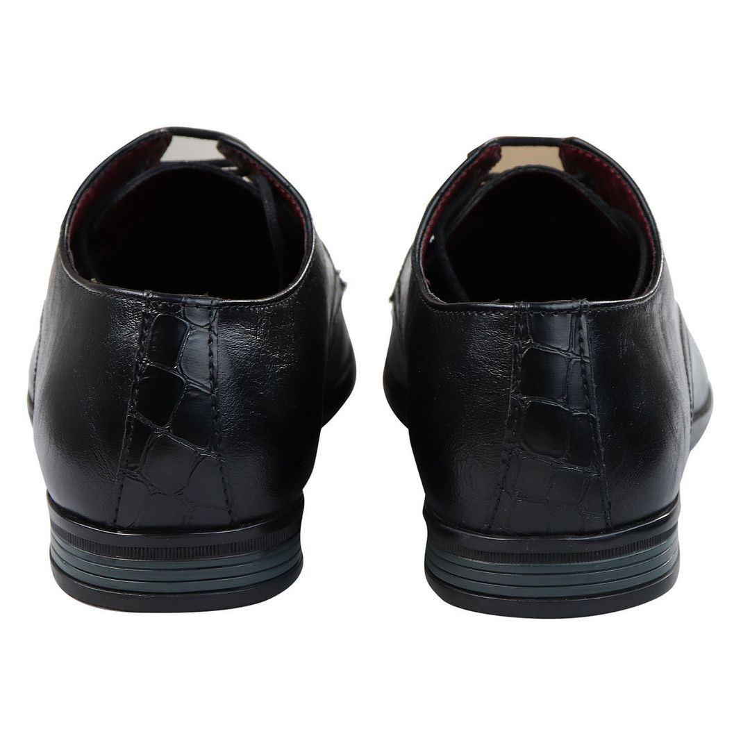 Mens Classic Black Laced Leather Shoes Smart Casual Formal Plain Simple - Knighthood Store