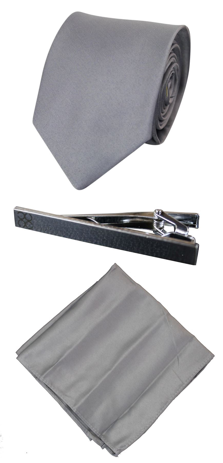 Mens Matching Satin Silk Tie Hanky Hankerchief & Tie Clip Polka Dot Wedding Prom Office