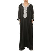Boys Moroccan Thobe Short Sleeve Gandoura Embroidery Kaftan Jubba