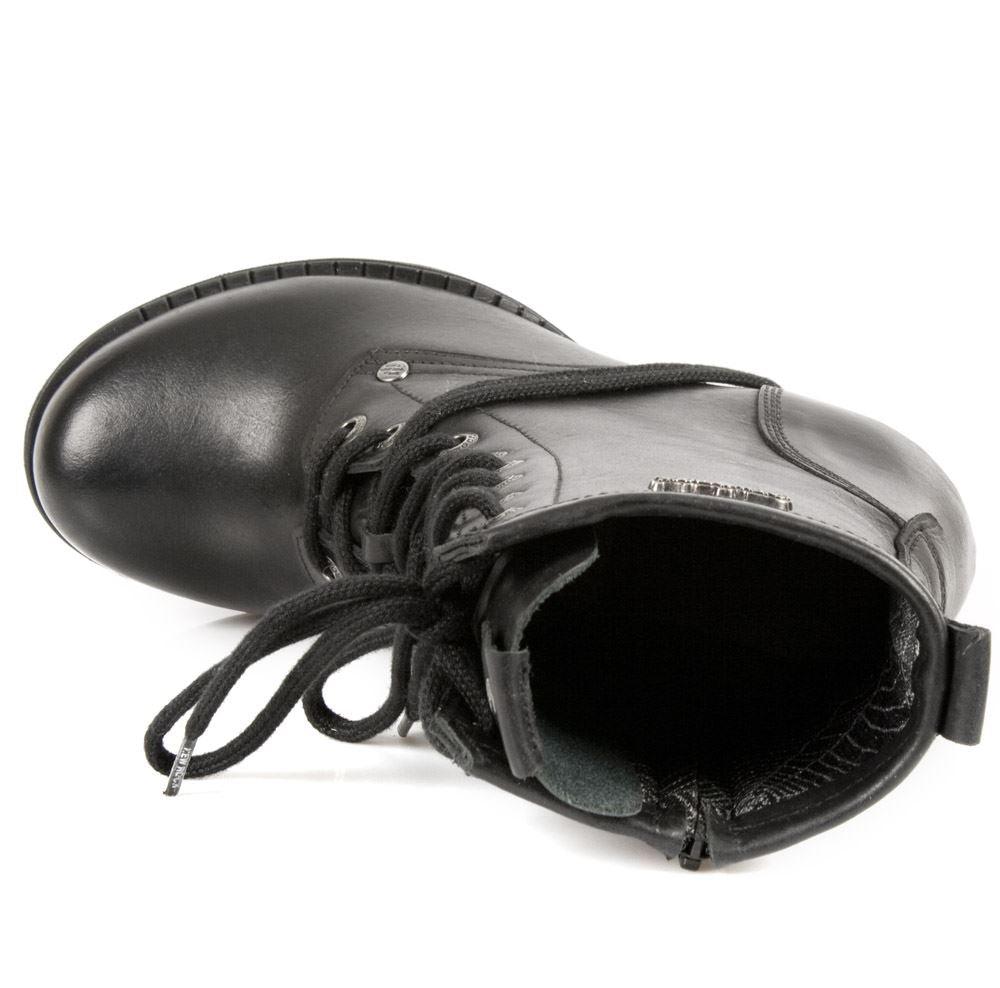 New Rock TR001-S1 Ladies Trail Black 100% Leather Gothic Punk Lace Boots - Knighthood Store