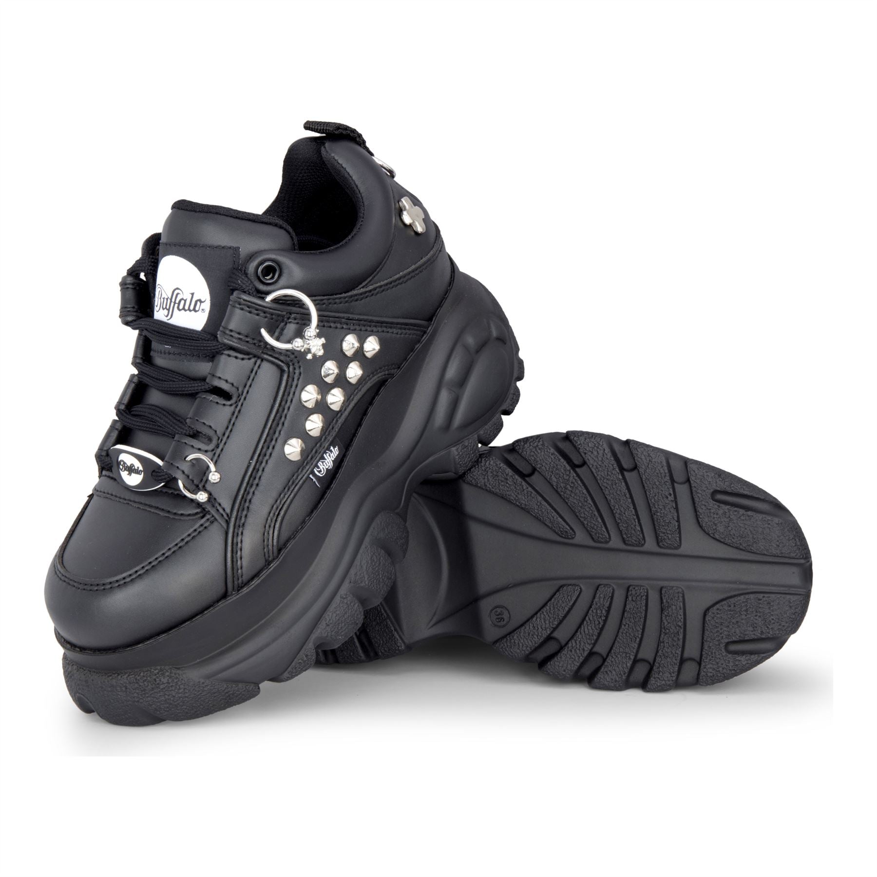 1339-14 PUNK - Women's Black Platform Studded Sneakers