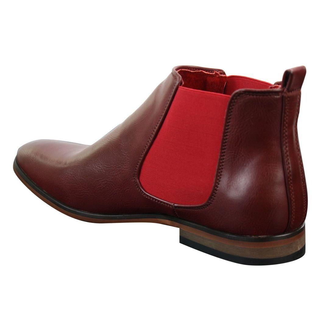 Mens Italian Leather Slip On Ankle Boots Smart Casual Desert Chelsea Dealer Brown - Knighthood Store