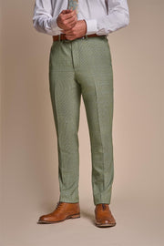 Men's Trousers Sage Green Checked Formal Suit Pants