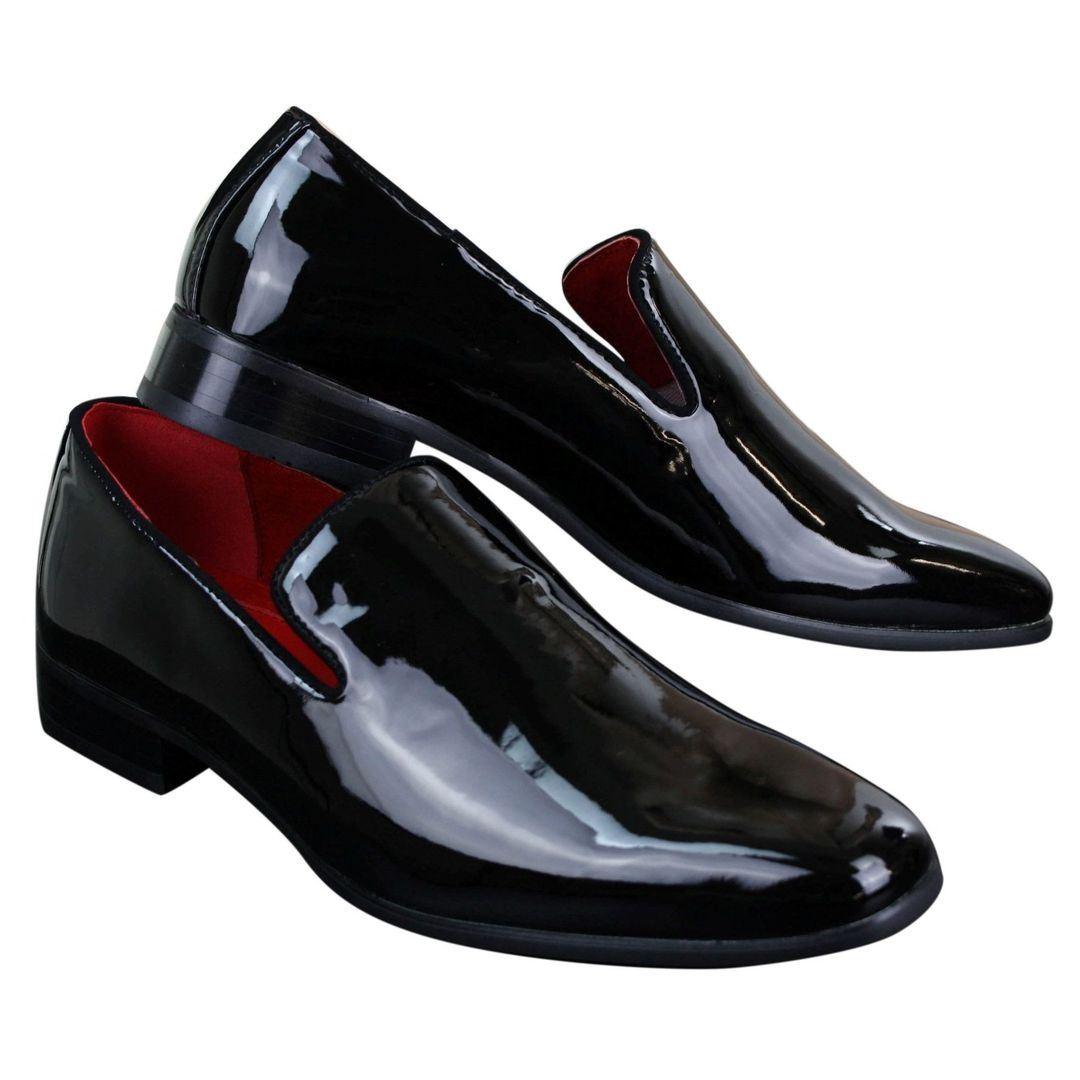 Mens Slip On Patent Shiny Driving Loafers Shoes Leather Smart Casual White Black - Knighthood Store