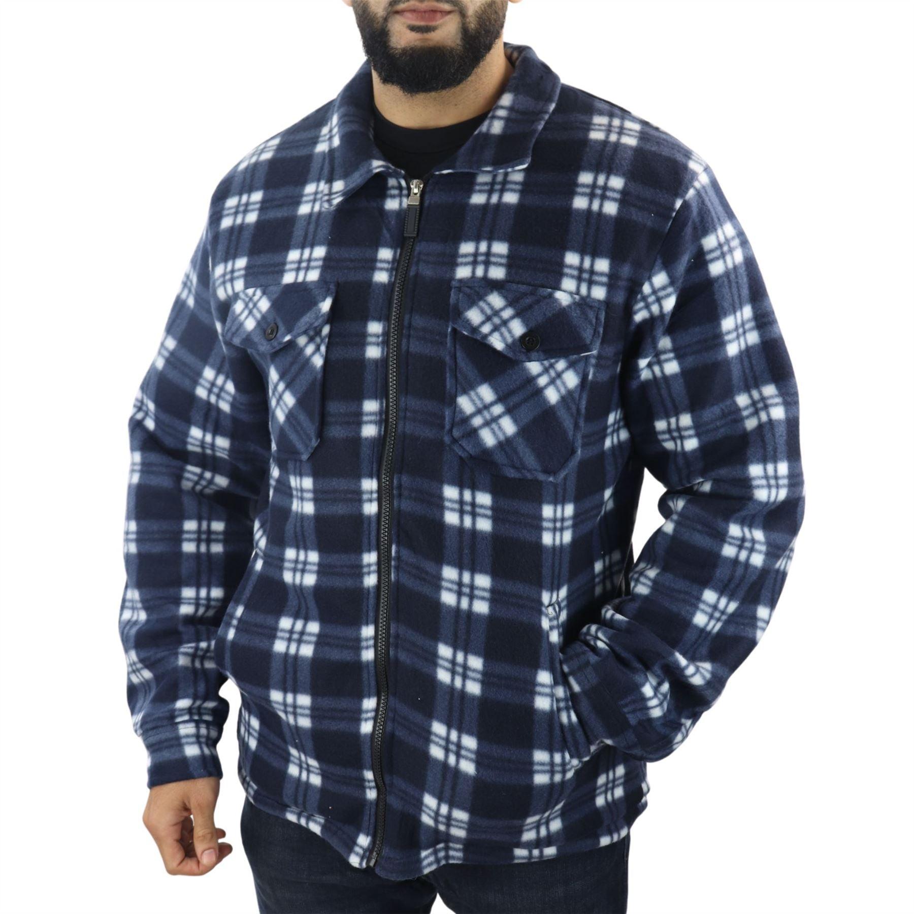Men's Jumper Thermal Fleece Fur Lined Lumberjack Zipped Check Winter Shirt - Knighthood Store
