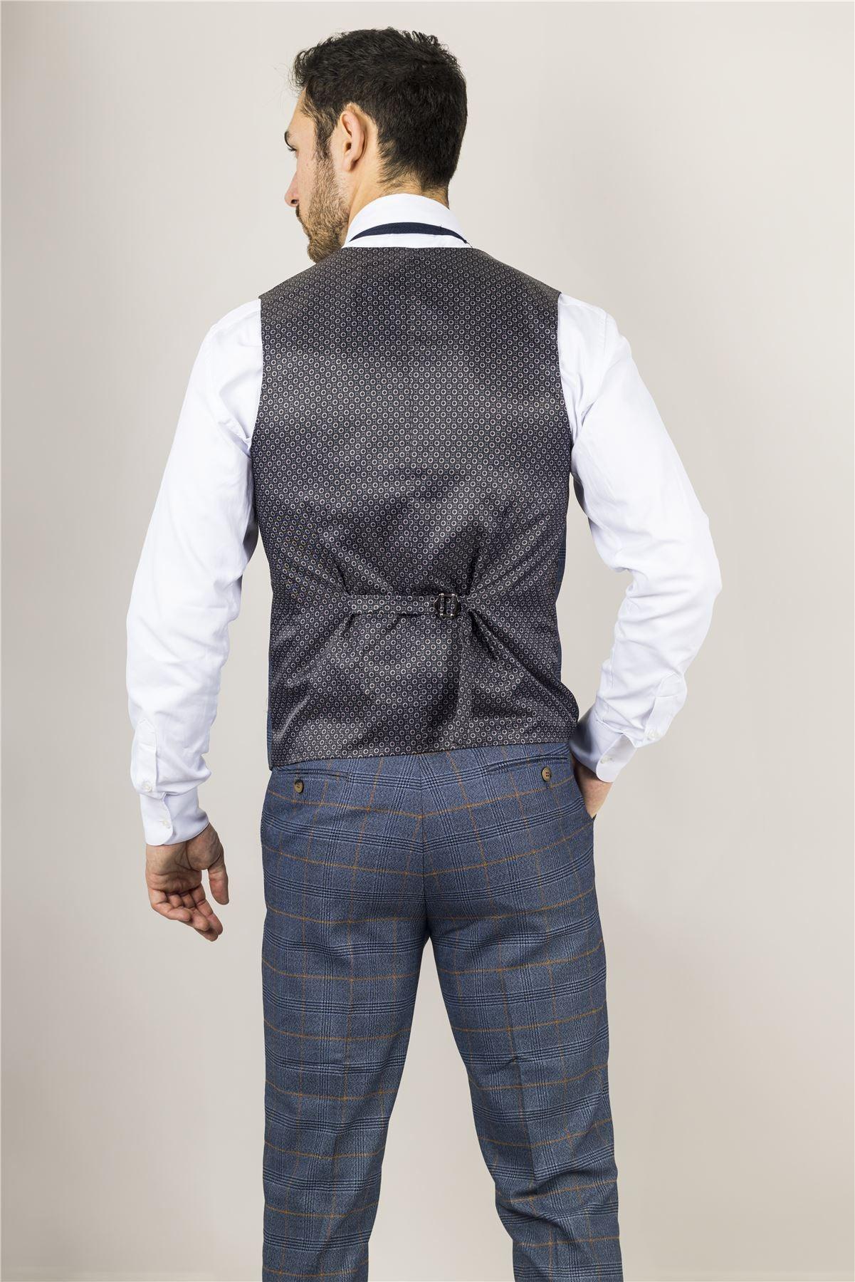 Men's Waistcoat Navy Checked Tailored Fit Vest - Knighthood Store