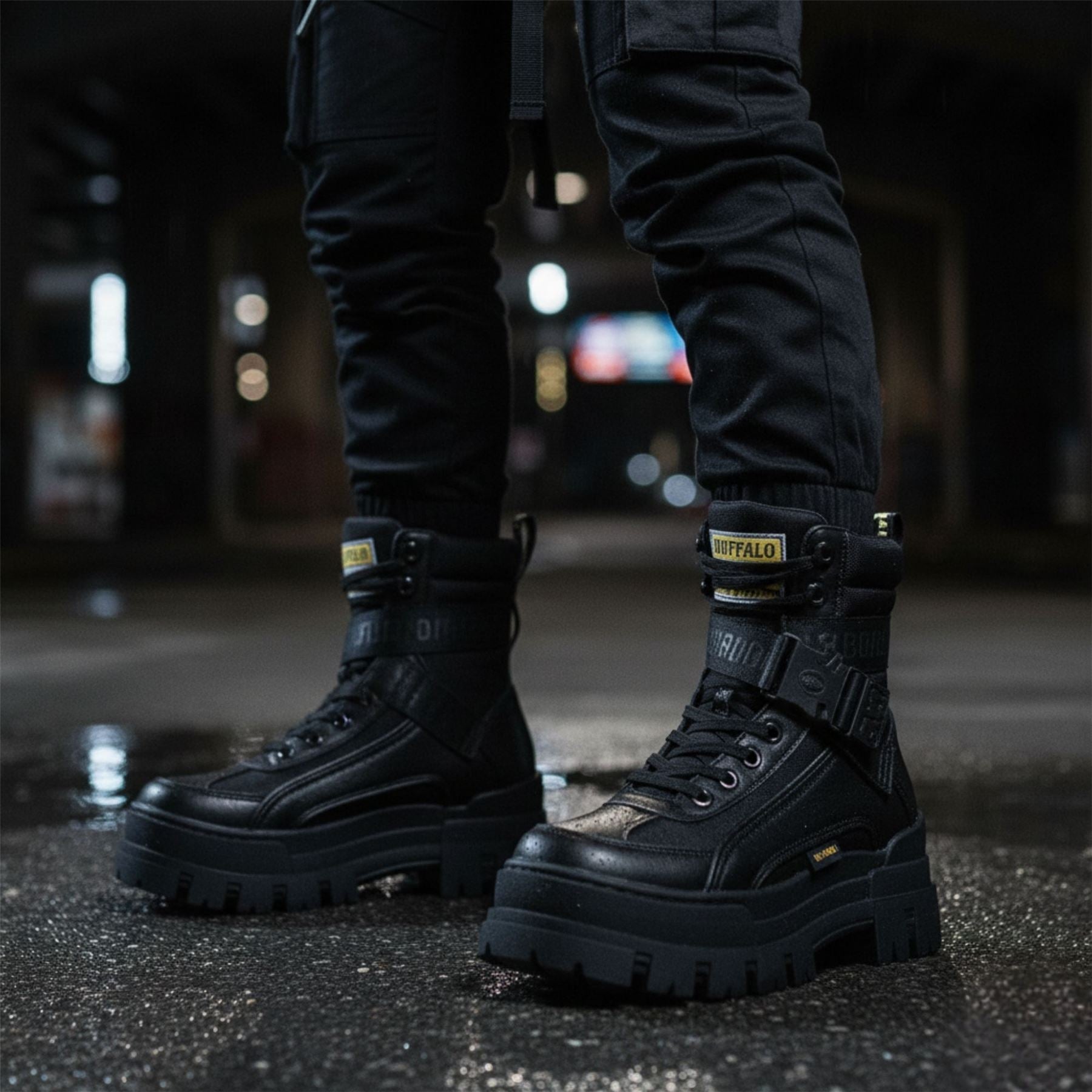 ASPHA COM1 - Women’s Black Combat Platform Boots