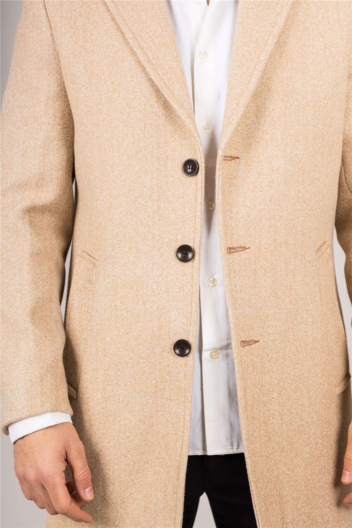 Men's Overcoat Notched Lapel Collar Wool Blend Classic Trench Coat Winter Jacket