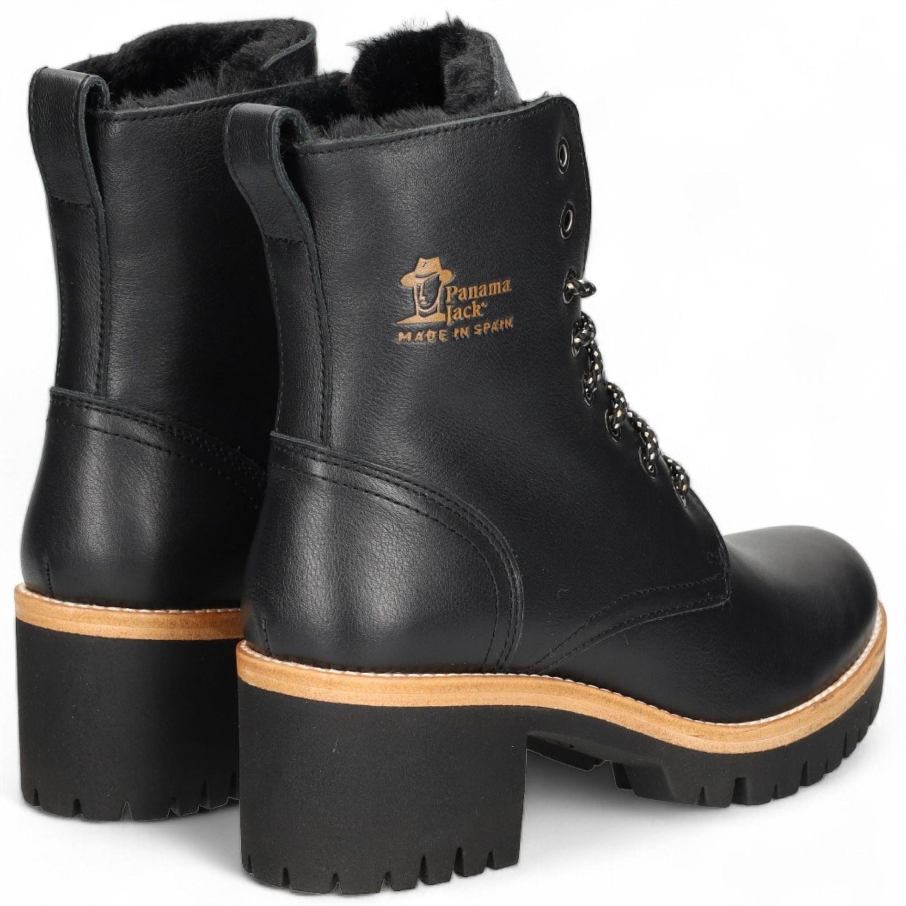 Padma B11 - Women's Black Block Heel Leather Ankle Boots