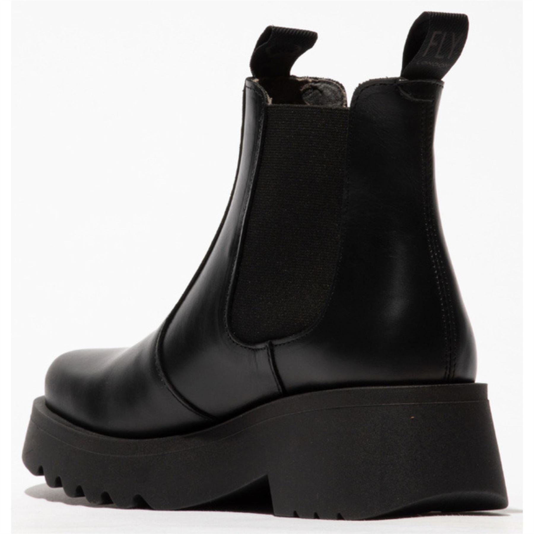 MEDI789FLY - Women's Wedge Heel Leather Chelsea Boots