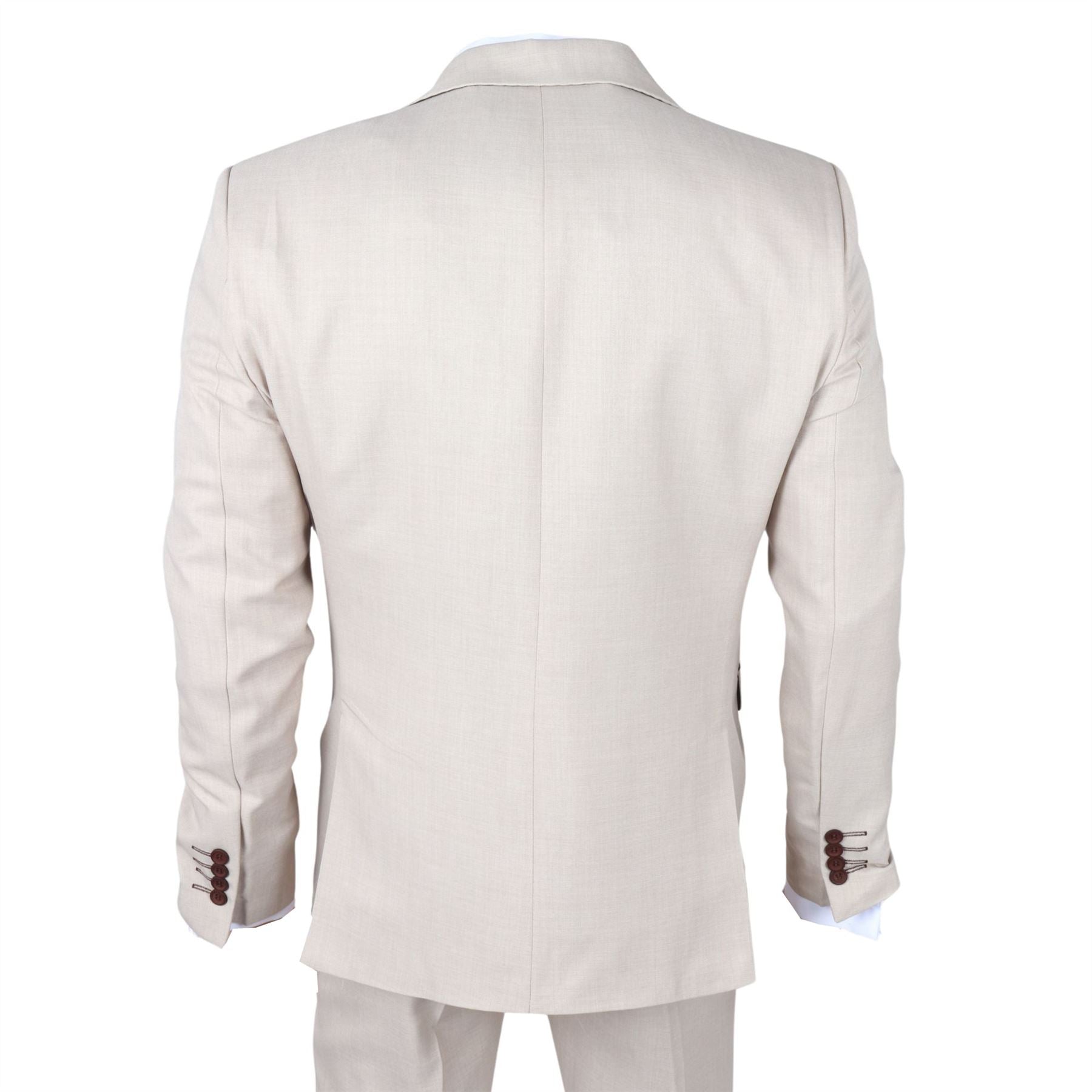 Men's Suit Beige 3 Piece Tailored Fit Wedding Formal Dress