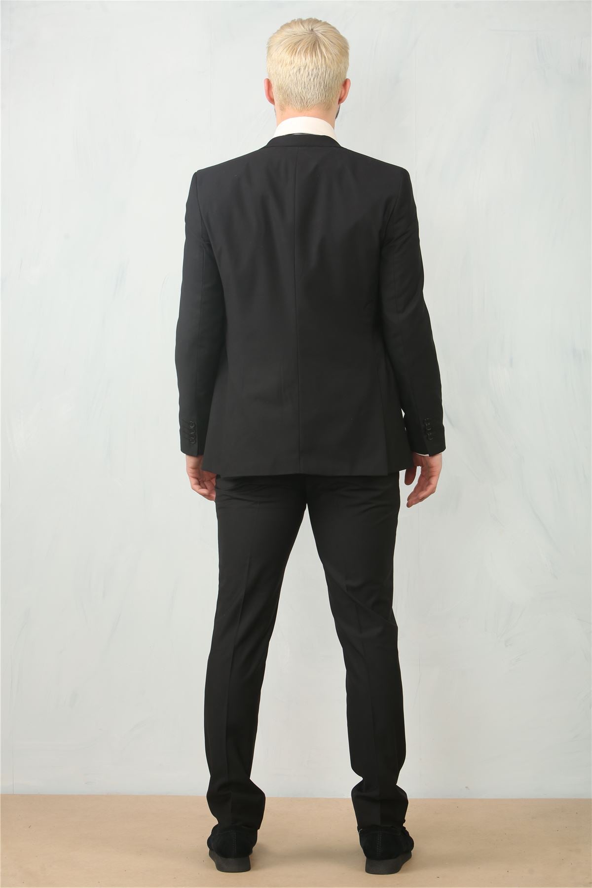 IM30 - Men's Black 3 Piece Stitch Lapel Formal Suit