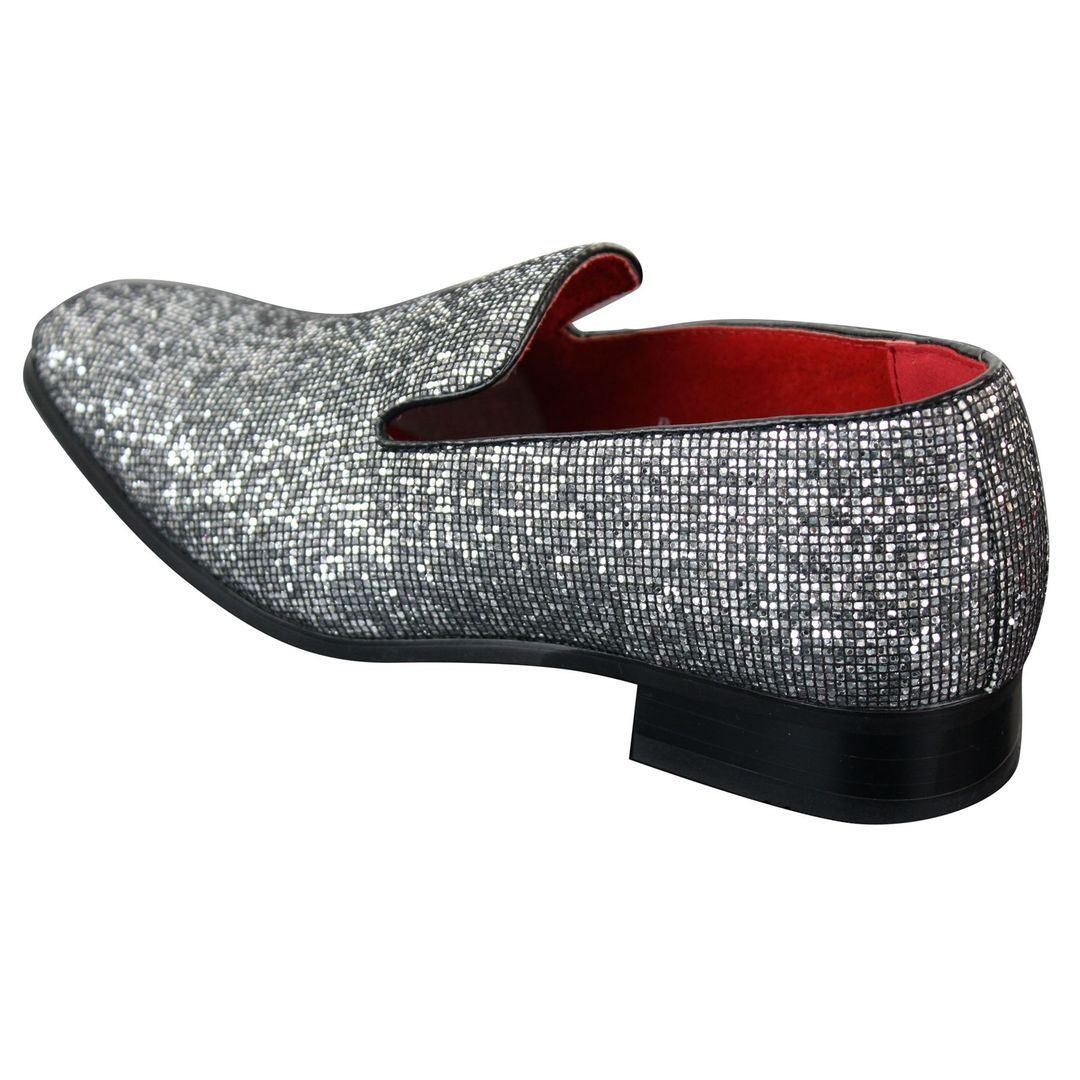 Mens Shiny Silver Gold Black Slip On Glitter Shoes Party Smart Patent Leather - Knighthood Store