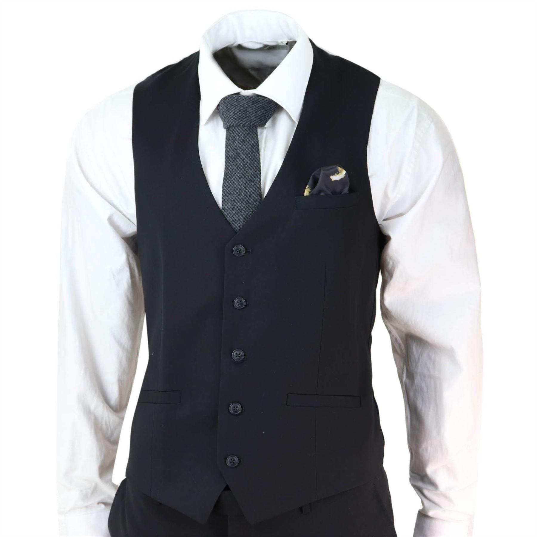 Mens Black 3 Piece Suit Classic Short Regular Long Smart Formal Tailored Fit - Knighthood Store