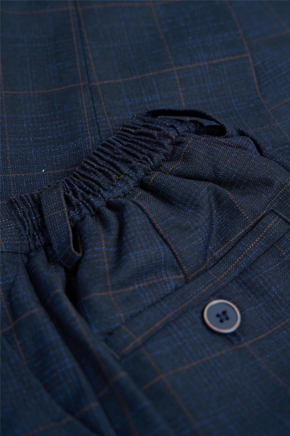 Boys Suit 3 Piece Tailored Fit Navy Check Formal Outfit