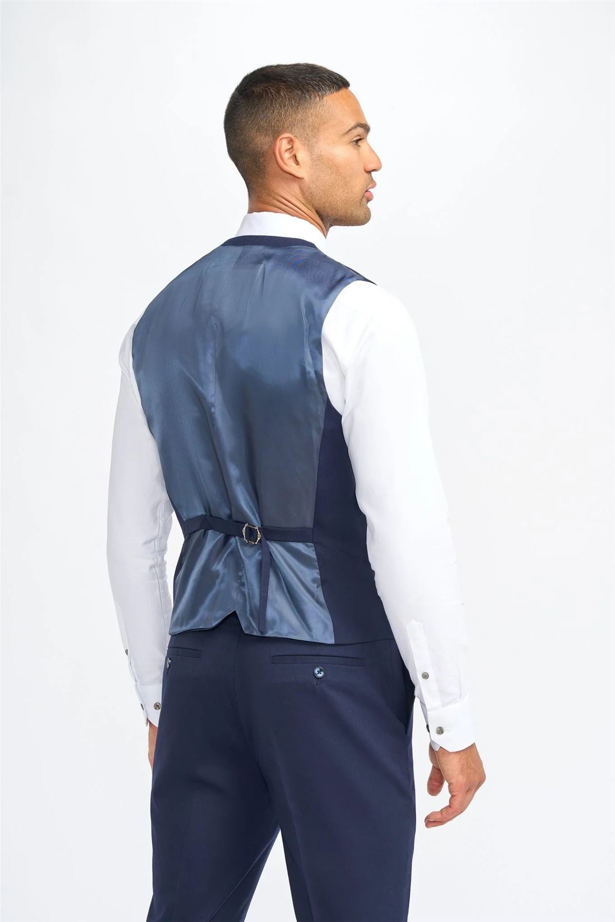Men's Navy Blue Waistcoat Wool Formal Suit Vest