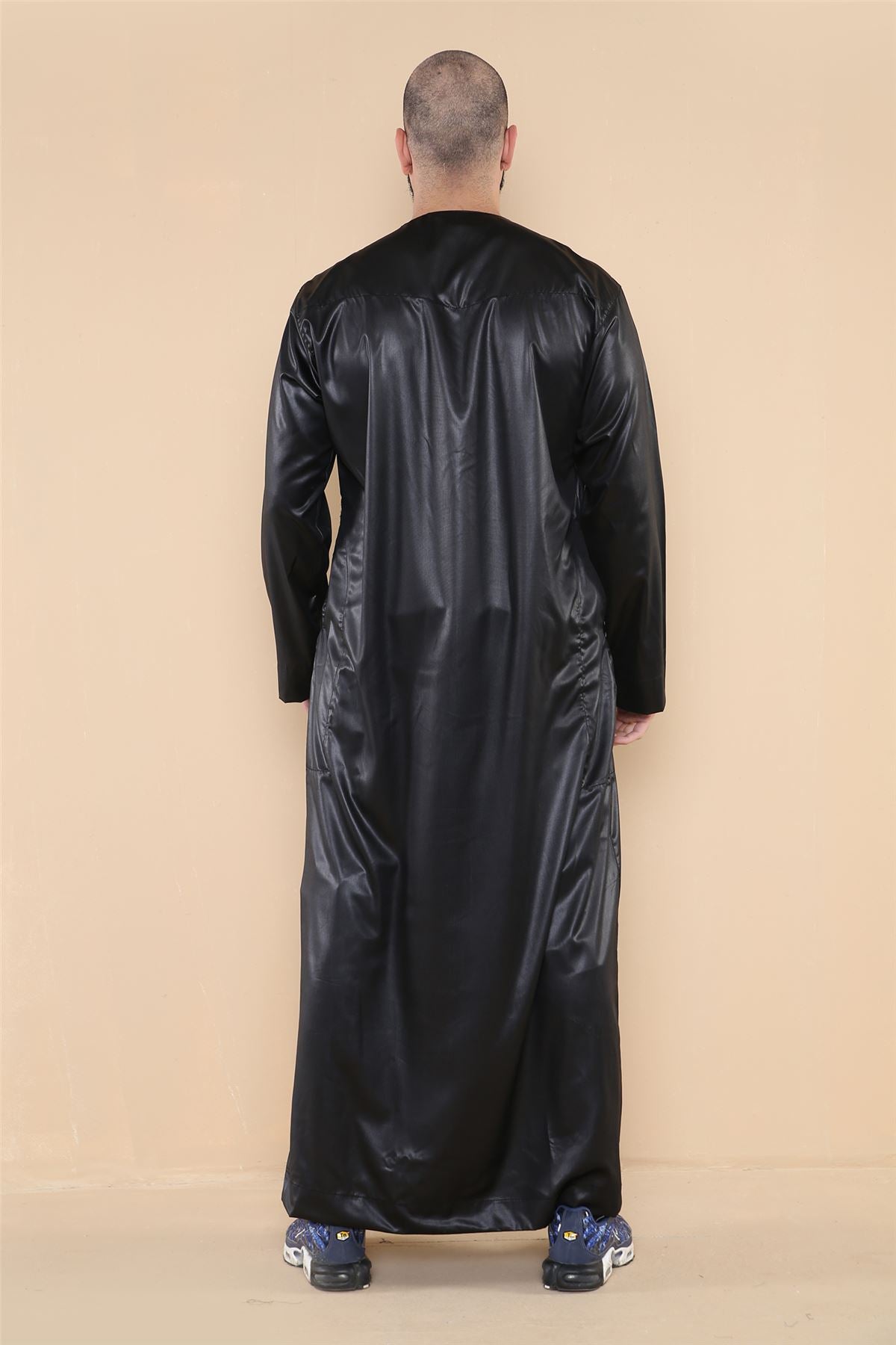 Mens Thobe Jubba Islamic Clothing Muslim Kaftan Emirati Omani Robe Satin Shiny