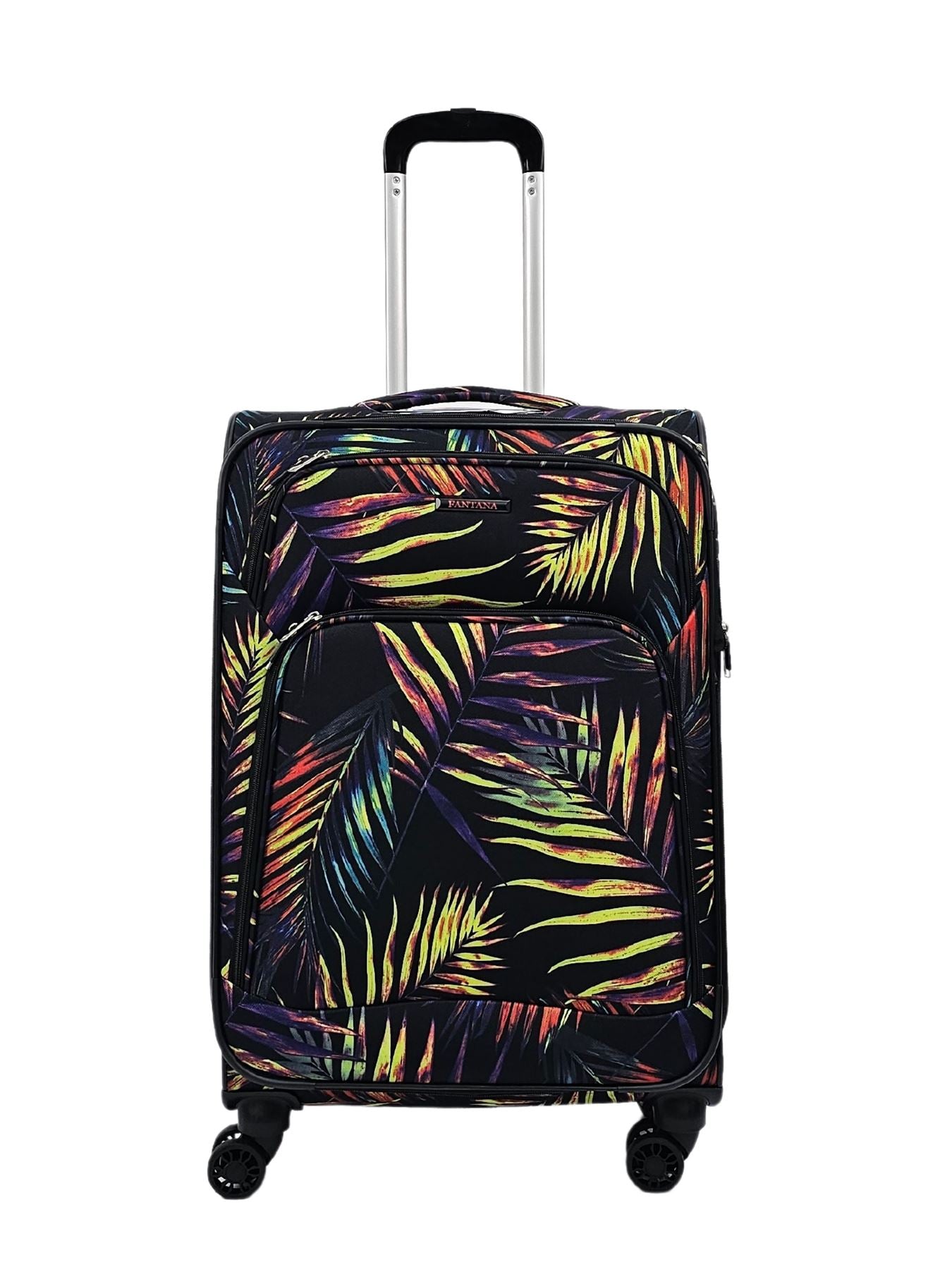 Butterfly Leaf Check Print Suitcase 4 Wheels Cabin Check In Hand Luggage Soft Shell Trolley
