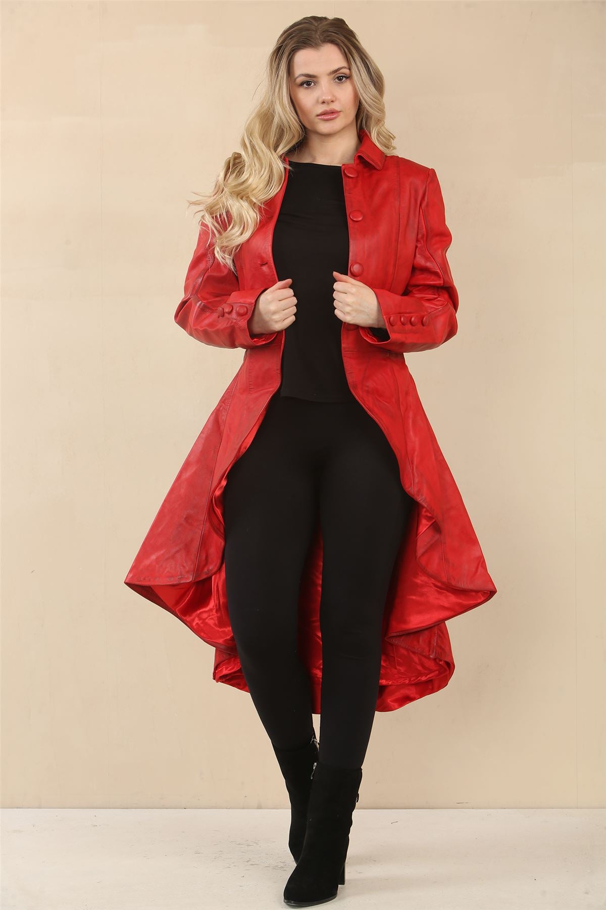 Women's Gothic Full Length Victorian Leather Coat
