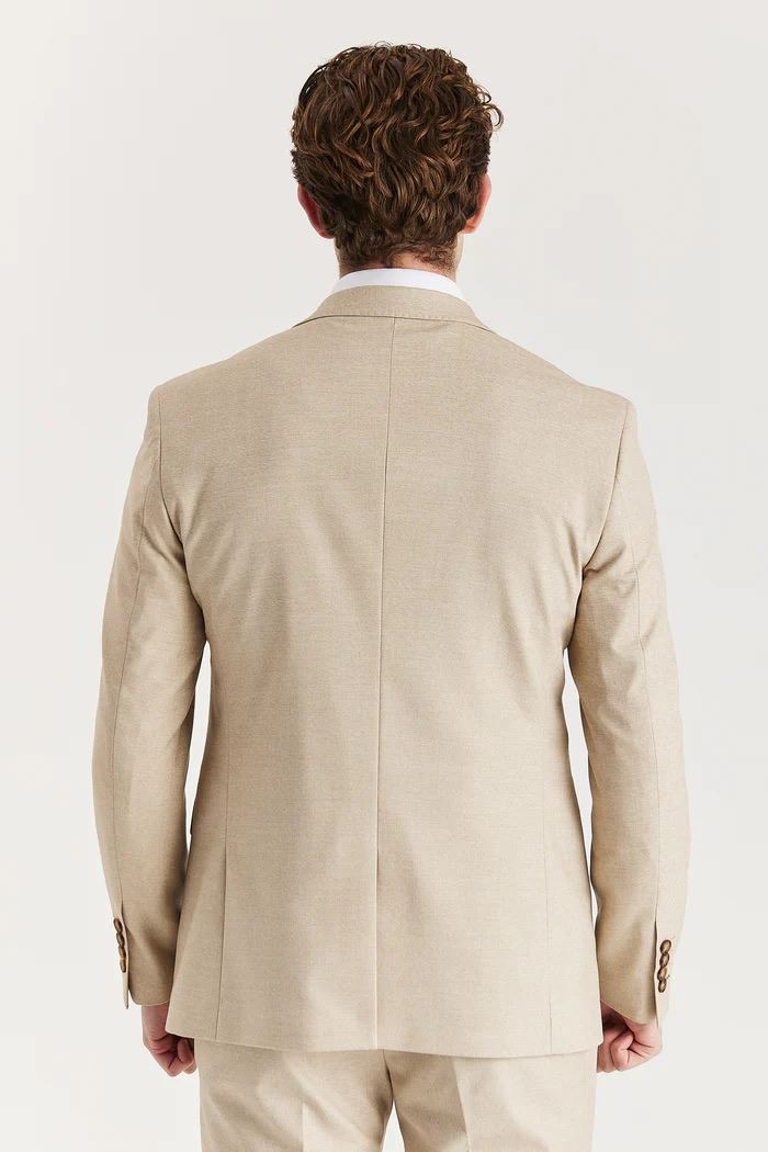 Belmont - Men's Beige 3 Piece Stitch Lapel Classic Suit