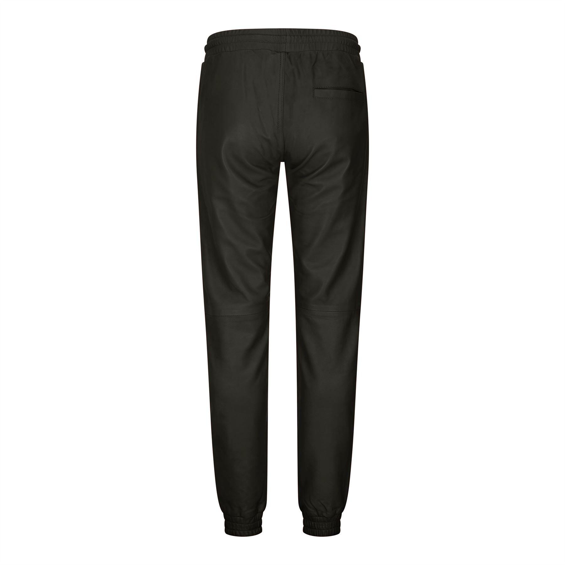 Womens Real Leather Jogger Jeans Trousers Elasticated Casual Retro 1980s - Knighthood Store