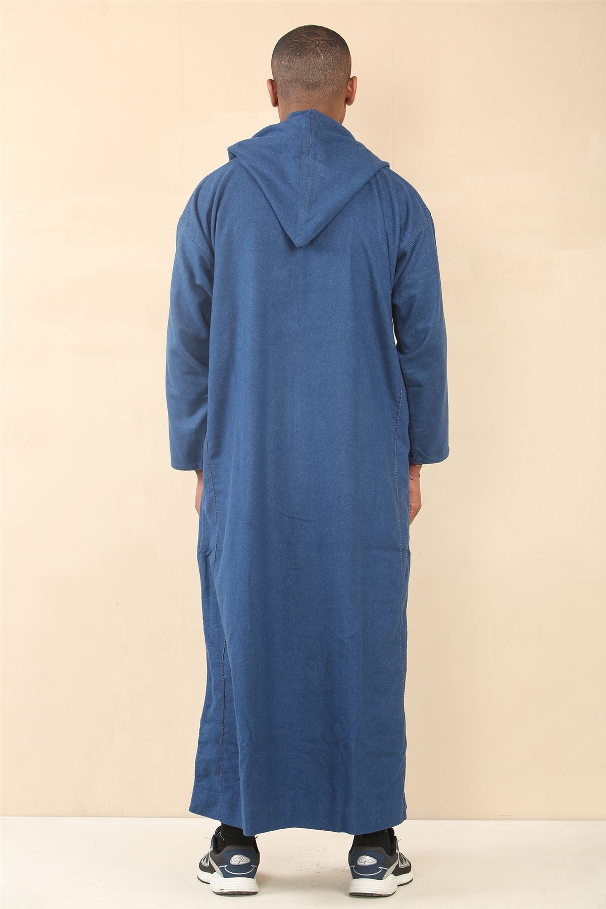 Men's Moroccan Thobe Hooded Djellaba Jubba Islamic Clothing Kaftan Eid Robe Arab Warm Coat