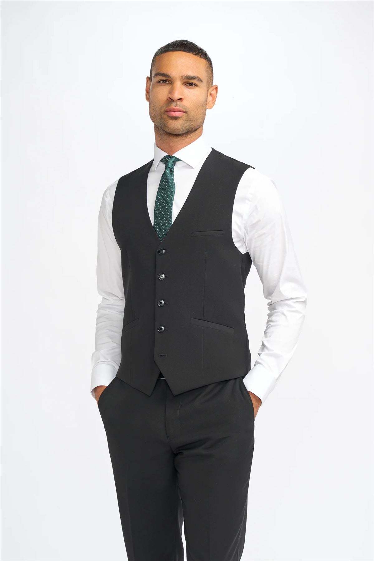 Men's Suit Black 3 Piece Tailored Fit Formal Classic Gent Dress