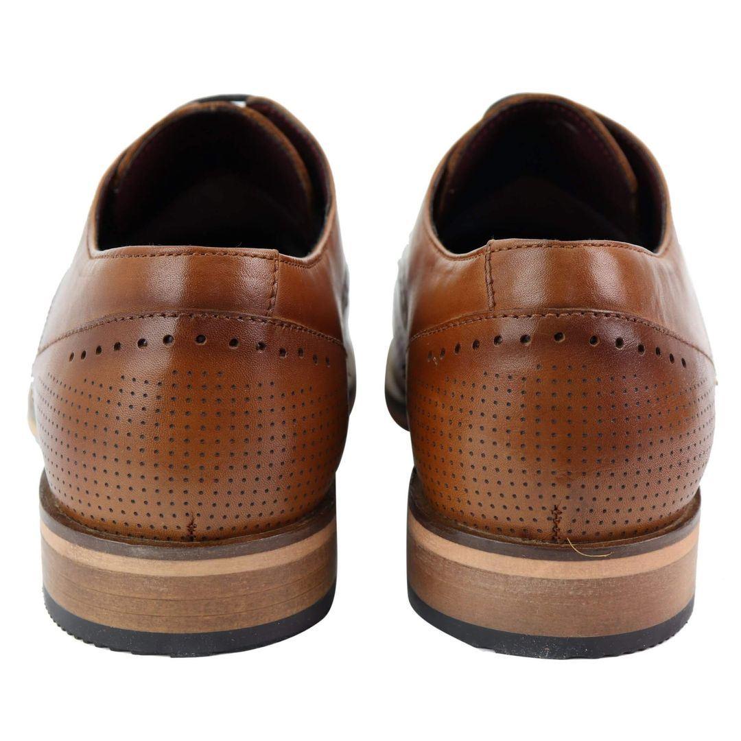 Mens Smart Casual Real Leather Office Work Wedding Shoes Laced Simple Brogues - Knighthood Store
