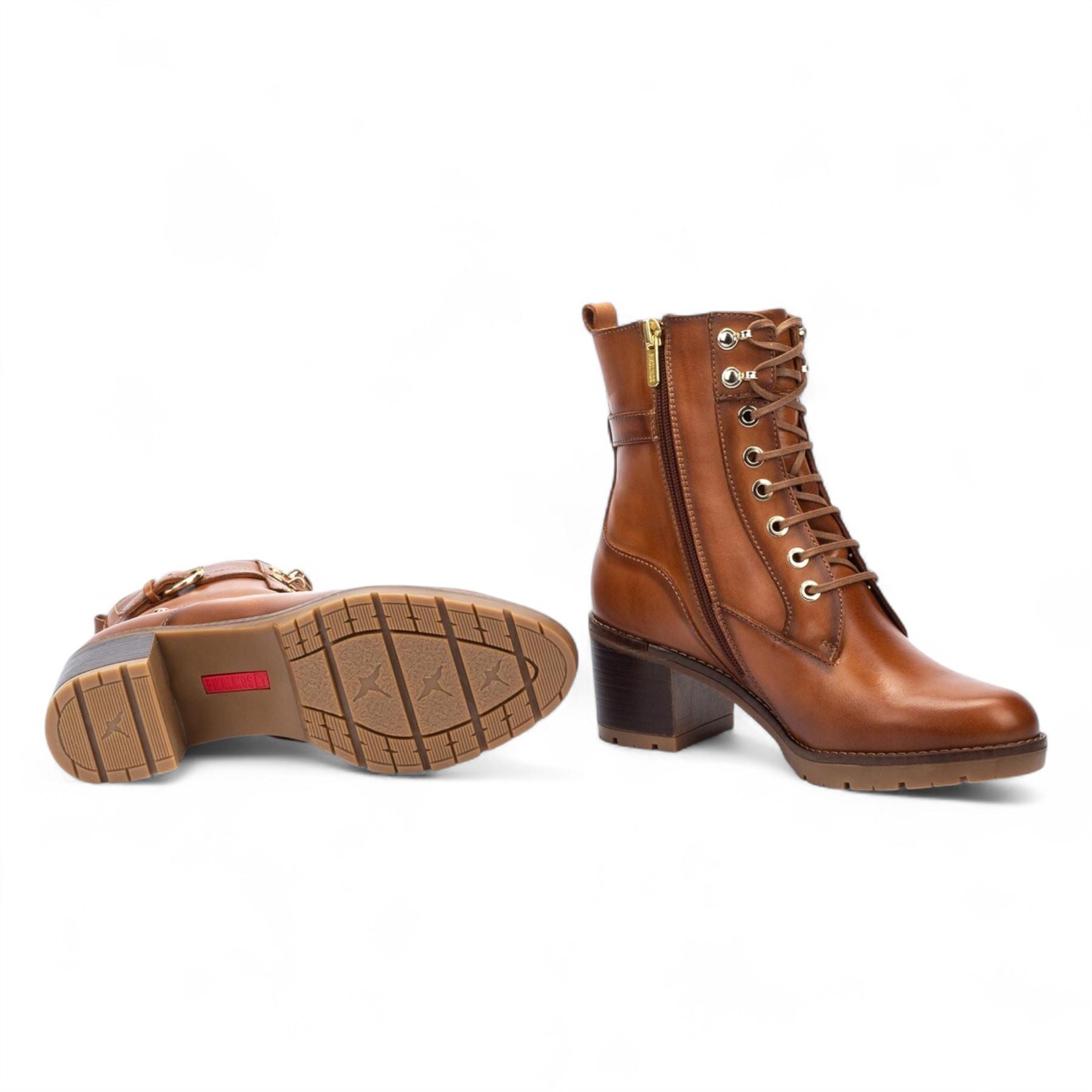 Llanes - Women’s Brandy Brown Leather Mid-Heel Ankle Boots