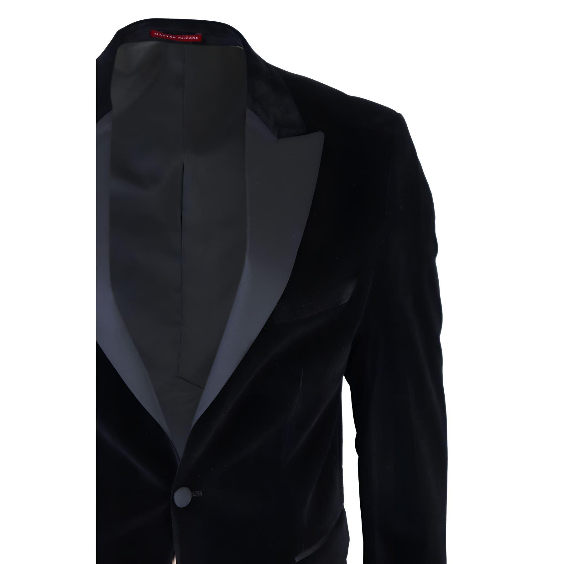 Mens Black Velvet Tuxedo Blazer Satin Peak Lapels Dinner Jacket Wedding Prom Black Tie - Knighthood Store